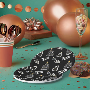 Fun Black Cat Meowy Weihnachtsbaum Pappteller