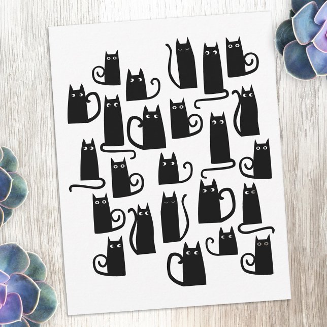 Fun Black Cat Mitteilungskarte (Fun black cat design notecards for animal lovers)