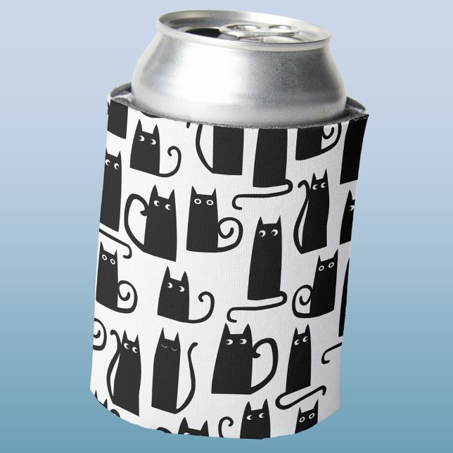 Fun Black Cat Pattern Dosenkühler (Fun black cat pattern can cooler for animal lovers)