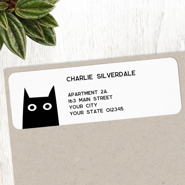 Fun Black Cat Rücksendeadresse (Fun black cat return address label for animal lovers)