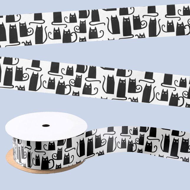 Fun Black Cat Satinband (Fun black cat pattern satin ribbon)