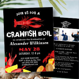 Fun Black Crawfish Boil 3 Foto Graduation Party Einladung