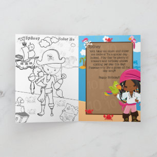 Fun Black Girls Pirate Color Me Happy Geburtstag Karte