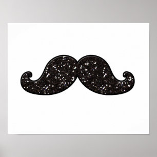 FUN BLACK GLITZER MUSTACHE POSTER