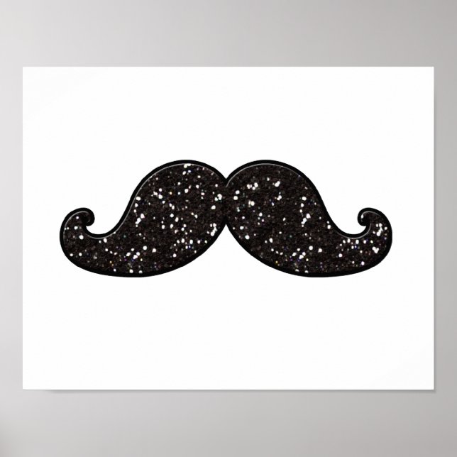FUN BLACK GLITZER MUSTACHE POSTER (Vorne)