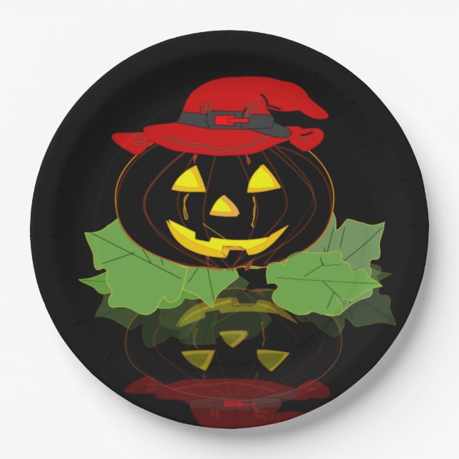 Fun Black Halloween-Party Jack O'Lantern Pappteller (Vorderseite)