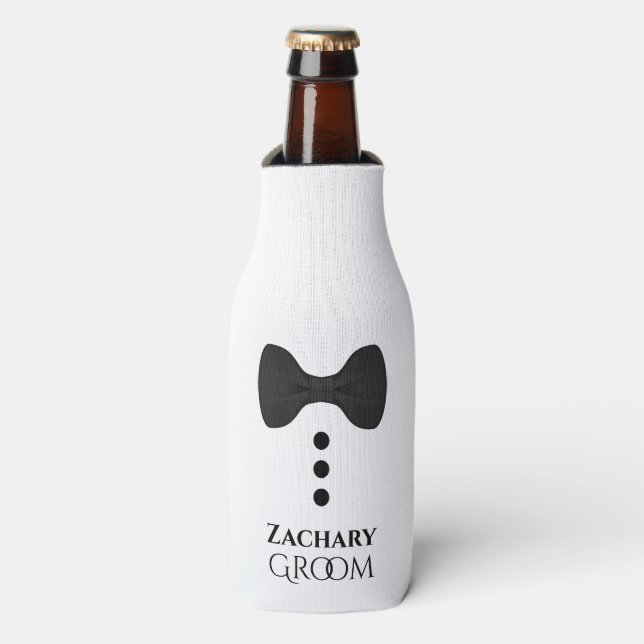 Fun Black Krawatte Groom Wedding Foam Flasche Cool Flaschenkühler (Flaschenvorderseite)