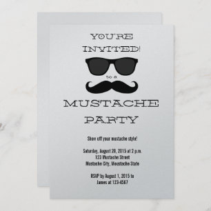 Fun Black Mustache und Sonnenbrille Party Einladun Einladung