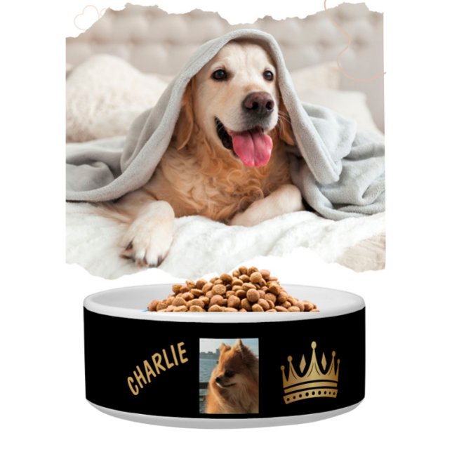 Fun Black Name Crown Dog Napf (Von Creator hochgeladen)