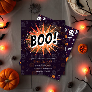 Fun Black & Orange Boo Halloween Einladung