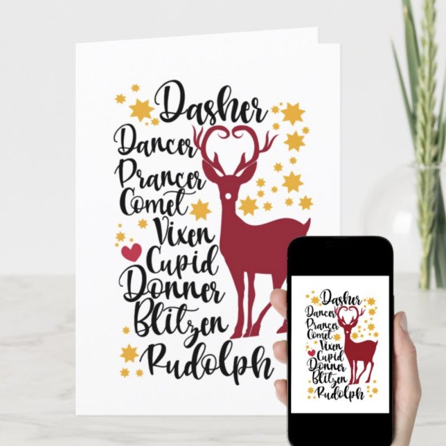 Fun Black Script Santa Reindeer Name Weihnachten (Von Creator hochgeladen)