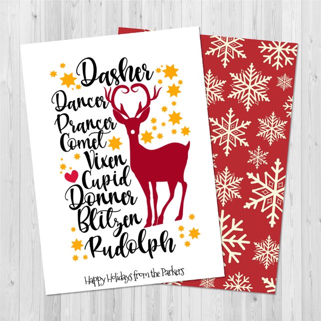 Fun Black Script Santa Reindeer Name Weihnachten (Von Creator hochgeladen)