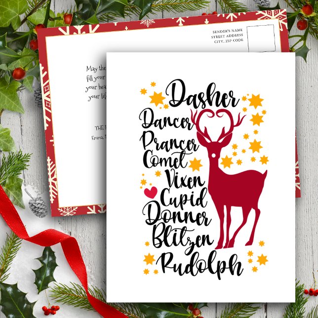 Fun Black Script Santa Reindeer Name Weihnachten (Von Creator hochgeladen)