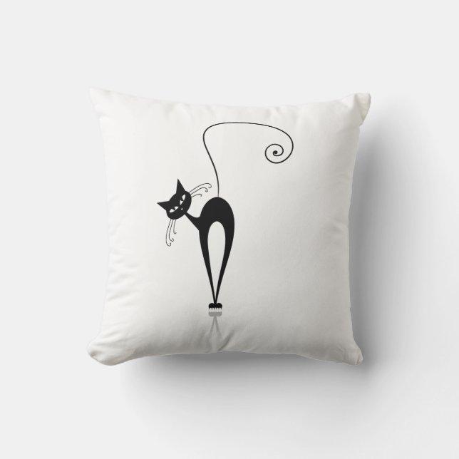Fun Black Stylized Cats Kissen (Vorderseite)