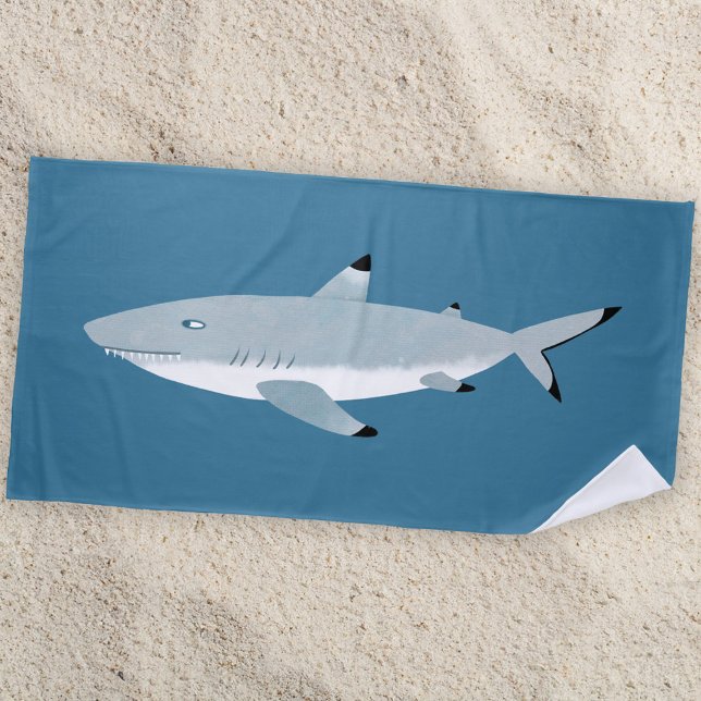Fun Black Tipped Reef Shark Strandtuch (Fun Black Tipped Reef Shark nautical beach towel for wildlife lovers.  Eek!)