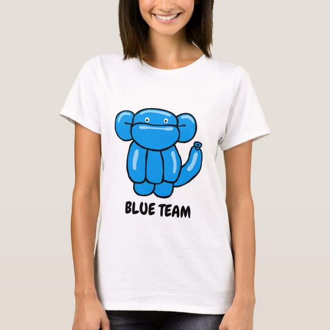 Fun blauer Ballon Tier Affen Design T-Shirt (Vorderseite)
