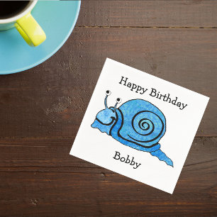 Fun blauer Cartoon Geburtstag Lächeln Schnecke Serviette
