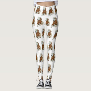Fun Blockstil bemalt Golden Retriever Leggings