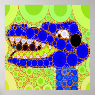 Fun Blue Alligator Krokodile Retro Circles Mosaik Poster