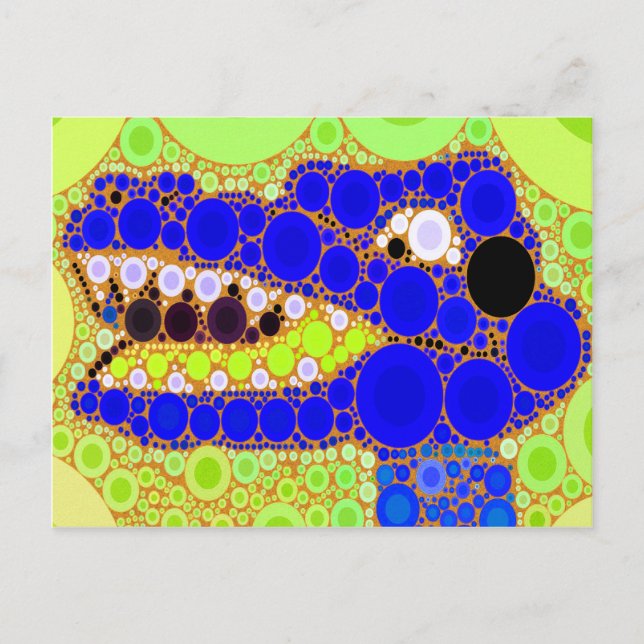 Fun Blue Alligator Krokodile Retro Circles Mosaik Postkarte (Vorderseite)