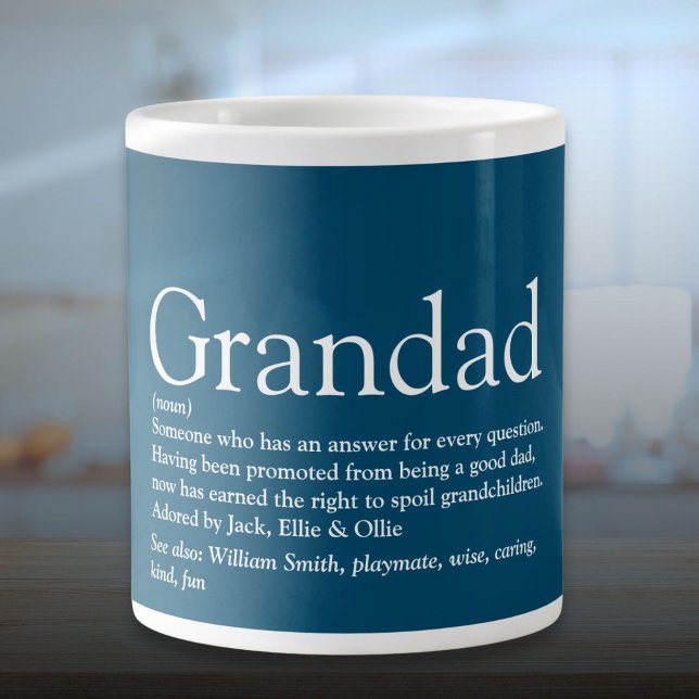 Fun Blue Best je Großvater Definition Jumbo-Tasse (Fun Blue Best Ever Grandpa Grandad Definition Giant Coffee Mug)