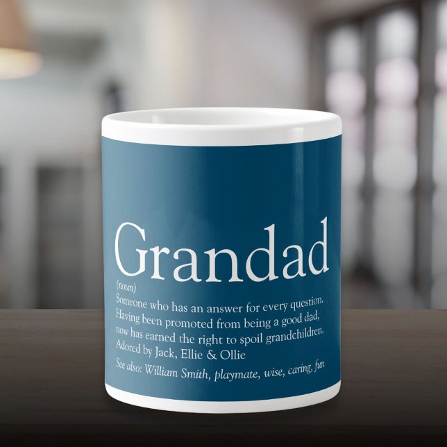 Fun Blue Cool World's Best Brother Definition Jumbo-Tasse (World's Best Grandad Definition Fun Blue Cool Giant Coffee Mug)