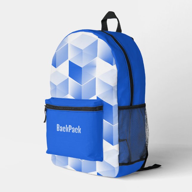 Fun Blue Cubes, Personalisiert Bedruckter Rucksack (Rückseitige Ecke Rechts)