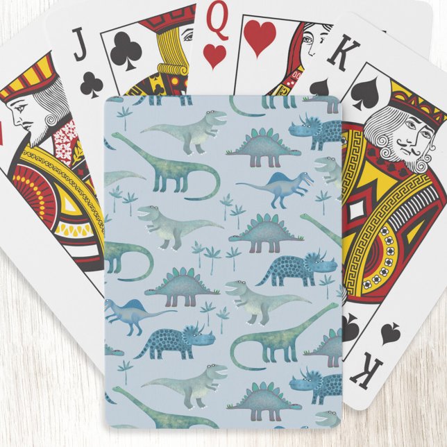 Fun Blue Dinosaur Muster Spielkarten (Blue dinosaur pattern art playing cards)