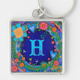 Fun Blue Dragonfly Monogram Inspirivity Schlüssela Schlüsselanhänger