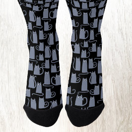 Fun Blue Gray Cat Socken