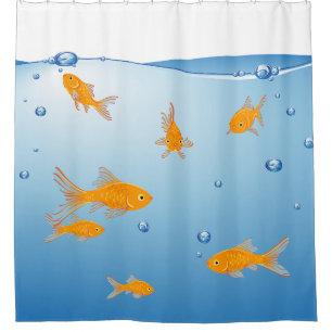 Fun Blue Orange Goldfish Bad Duschvorhang
