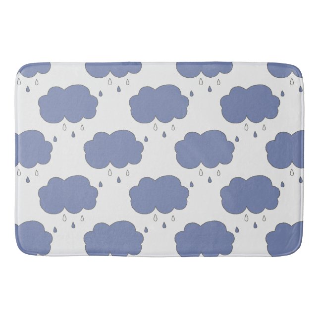 Fun Blue Rain Clouds Muster Badematte (Vorderseite)