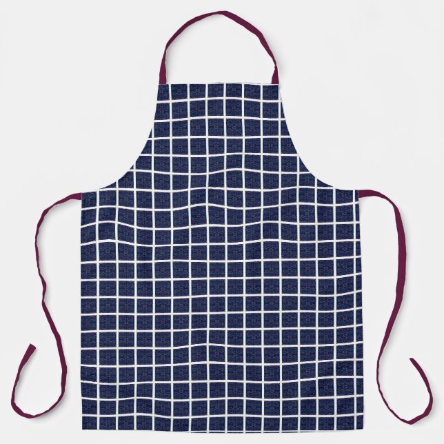 Fun Blue Squares auf Blue Geometric Schürze (Vorderseite)