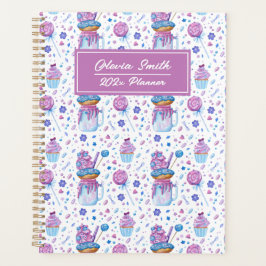 Fun Blue und Lila Cup Cake und Lollipop Planer