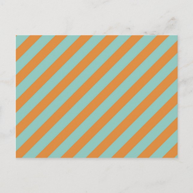 Fun Blue und Orange Diagonal Stripes Muster Postkarte (Vorderseite)