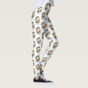 Fun Blue und Orange Frosch Muster Leggings