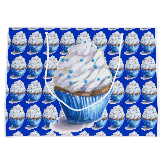 Fun Blue Velvet Cupcake Geschenktasche Große Geschenktüte (Vorderseite)