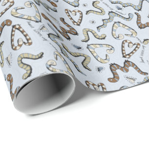 Fun Blue Worms Kindergeburtstag Geschenkpapier