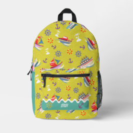 Fun Boat Green Print Cut Nähtasche Bedruckter Rucksack