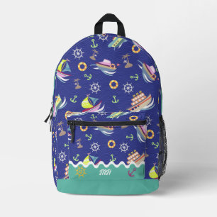 Fun Boat Navy Bedruckter Rucksack