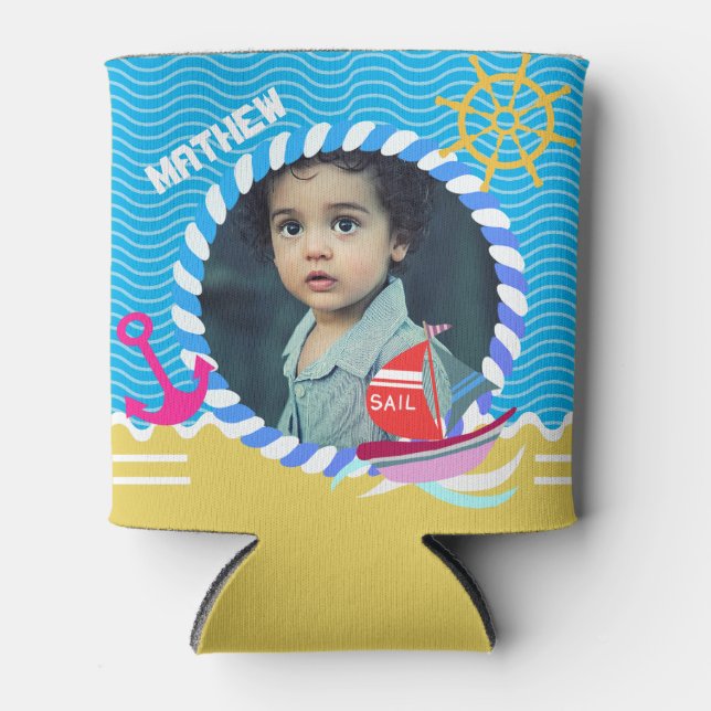 Fun Boats Foto Blau Gelb kann kühler Dosenkühler (Vorderseite)