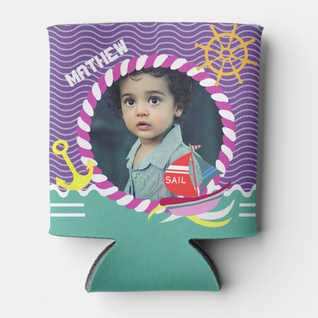 Fun Boats Foto Lila Aqua kann kühlen Dosenkühler (Vorderseite)