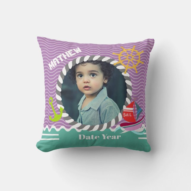 Fun Boats Foto Lila Aqua Kissen (Vorderseite)