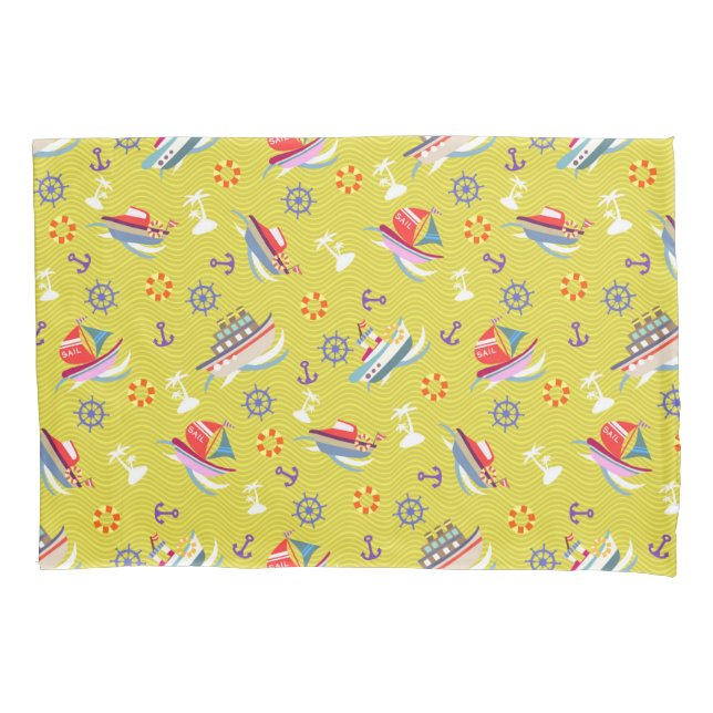 Fun Boats Green Aquamarin Kissenbezug (Vorderseite)