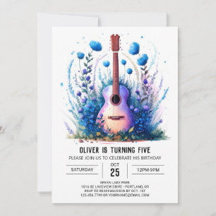 Fun Boho Guitar Boy Birthday Einladung