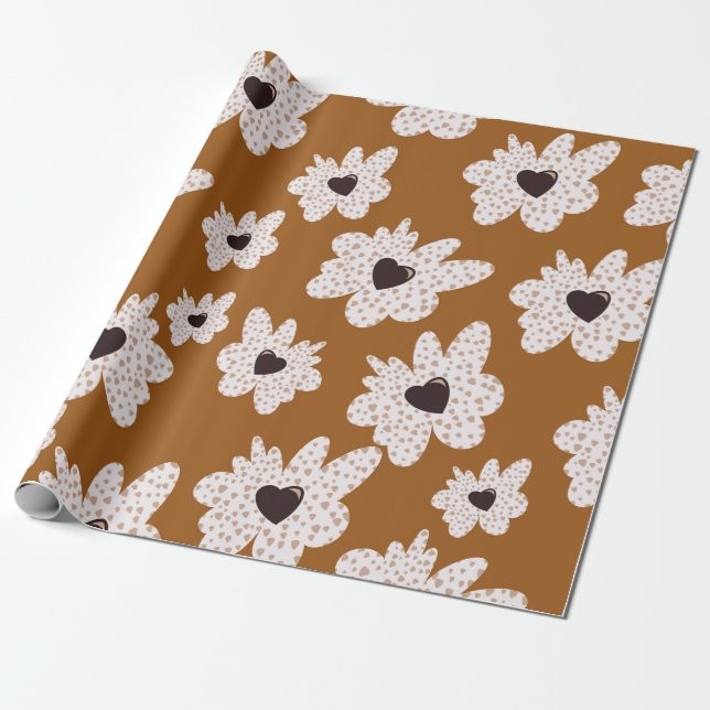 Fun Boho Style Blume Wrapping Paper Geschenkpapier (Ungerollt)
