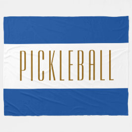 Fun Bold Blue White Stripes Classy Pickleball Text Fleecedecke