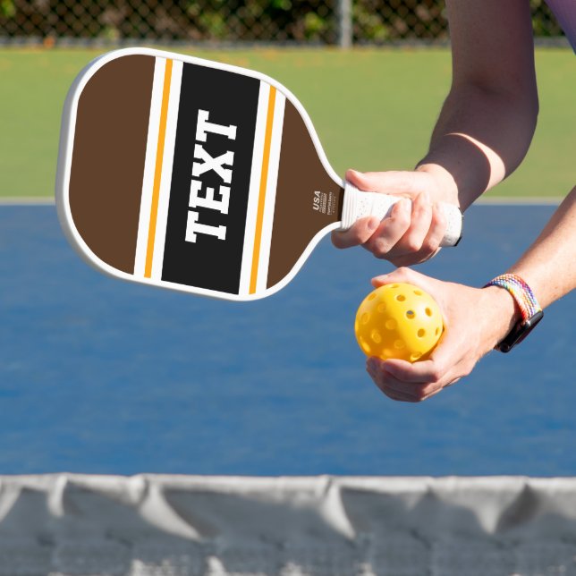 Fun Bold Brown Black Yellow White Racing Streifen Pickleball Schläger (InSitu)