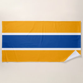 Fun Bold Deep Blue Yellow Retro Sommer Streifen Strandtuch