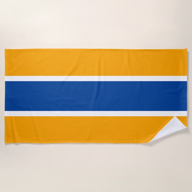 Fun Bold Deep Blue Yellow Retro Sommer Streifen Strandtuch (Vorderseite)